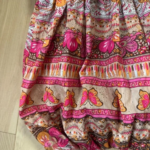 Vintage Capelli Straworld Woven Tote – Boho Butterfly Print - Picture 3 of 7